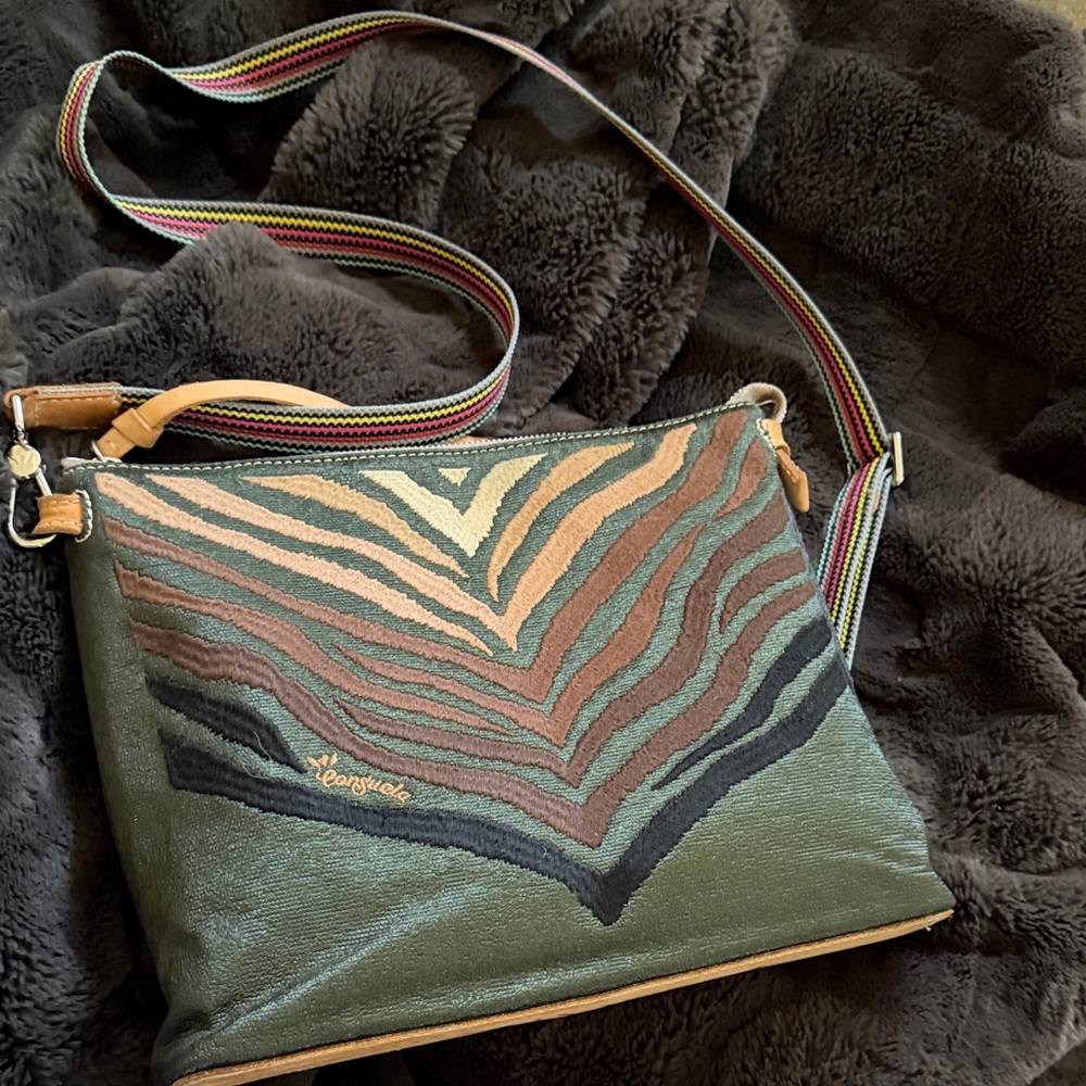 Consuela Green and Brown Crossbody Bag